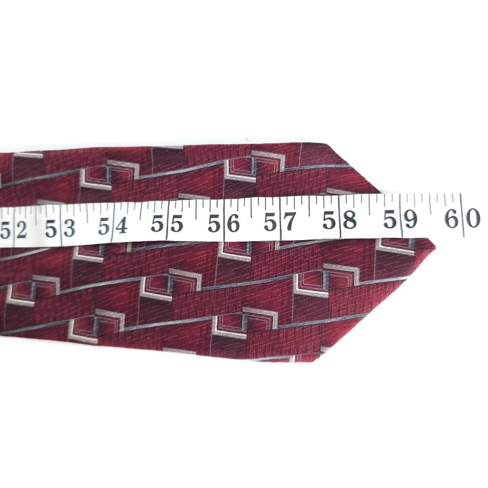 ZYLOS George Machado Men Necktie 100% Silk Geometric Red Multi 59x4 - NWOT - USA - Picture 6 of 6